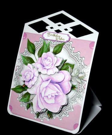 Deep Lilac Roses  on Vintage Lace  3 by Dianne Jackson