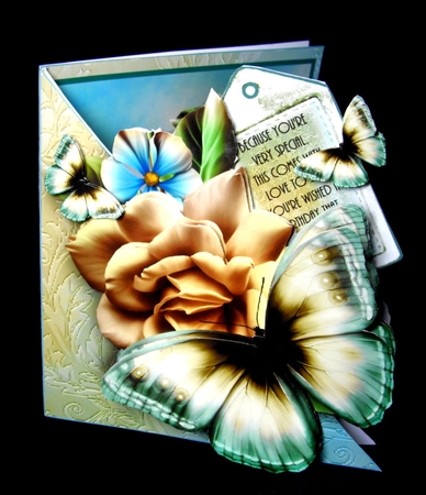 Champagne Rose Fold over Card Kit by Dianne Jackson