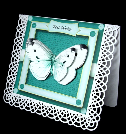 Buttons & Butterfly - Teal 8x8 by Dianne Jackson