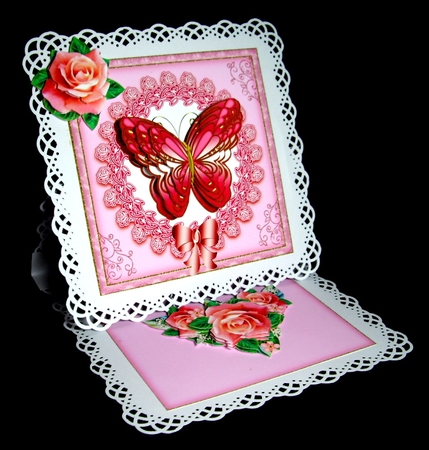 Butterfly On Roses Wreath Card 1 by Dianne Jackson
