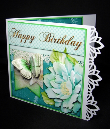 Teal Butterfly Flower Polkadots Card Topper Kit 1427 by Dianne Jackson