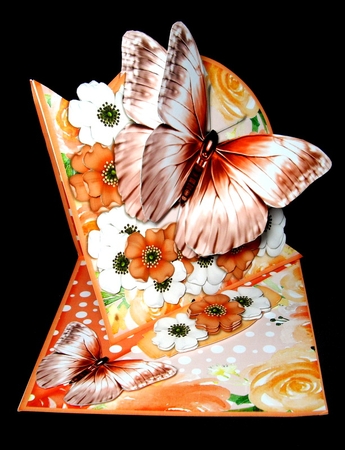 Beautiful Orange Butterfly and Flower Easel with a Twist 1430 by Dianne Jackson