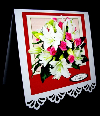 Pink Roses And White Lilies Topper 7x7 by Dianne Jackson