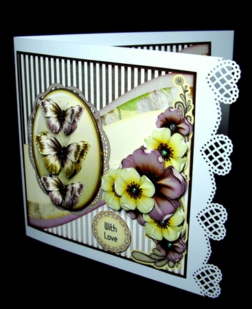 Vintage Shabby Flower Card Kit Purple 1445 by Dianne Jackson