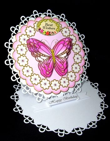 Flowers & Butterfly Scalloped Topper 1 by Dianne Jackson