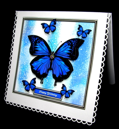 Watercolour & Alcohol Paper Butterfly Card Topper - Blues by Dianne Jackson