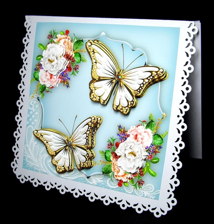 Beautiful White  Butterflys and Roses by Dianne Jackson