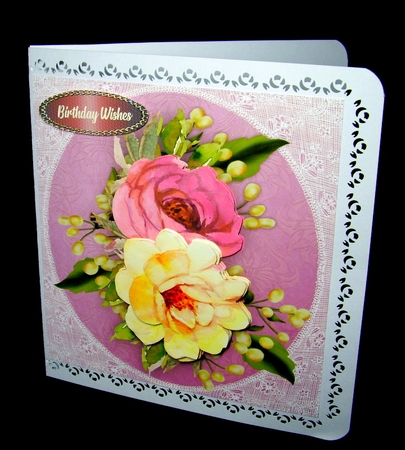 Beautiful Summer Roses on Vintage Lace  by Dianne Jackson