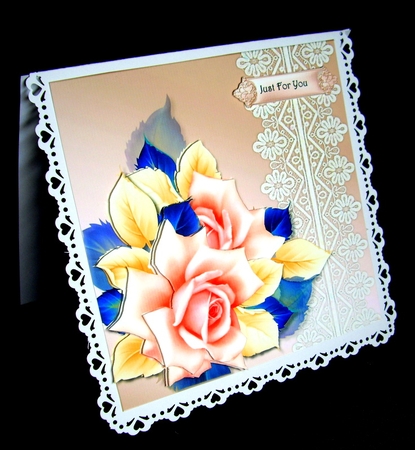 Beautiful Pink Roses Quick Card Topper by Dianne Jackson