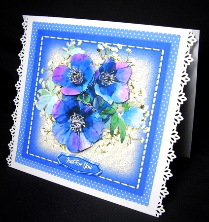 Blue Anemones in a Stitched Frame  by Dianne Jackson