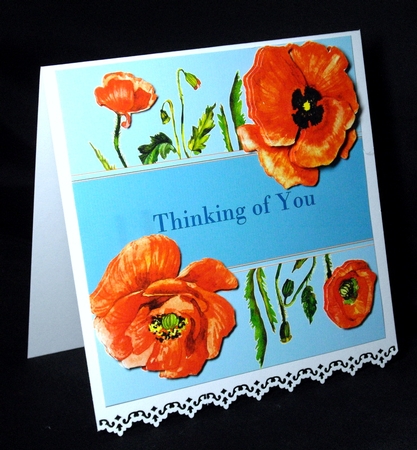 Poppy Thinking of You 7 x 7 Inch Card Front Topper with Decoupage & Insert by Dianne Jackson