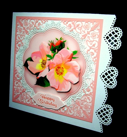 Pink & Lace Framed Card Topper by Dianne Jackson