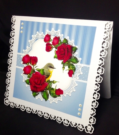 Lovely Roses Topper Plus Gift Tag (Blue) by Dianne Jackson