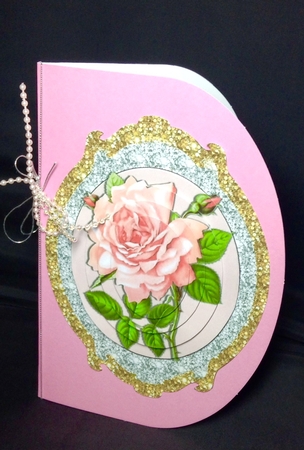 Pretty pink rose with buds in sparkle frame with pyramids by Dianne Jackson