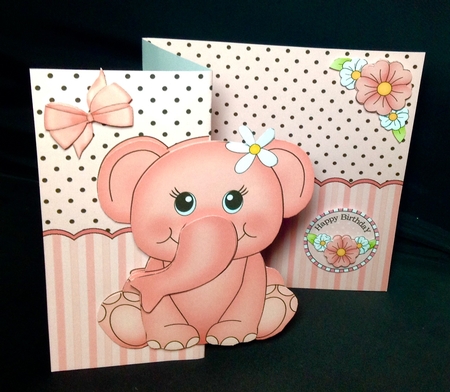 3D Shaped No-Hole Fold Back Mini Kit -  Cute Little Lola Elephant by Dianne Jackson
