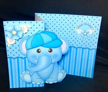 3D Shaped No-Hole Fold Back Mini Kit -  Cute Little Levi Elephant by Dianne Jackson