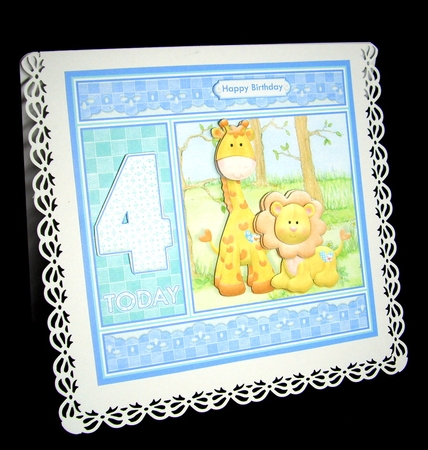 BIRTHDAY AGES 1 TO 5 BOY Lion & Giraffe Decoupage & Insert Kit by Dianne Jackson