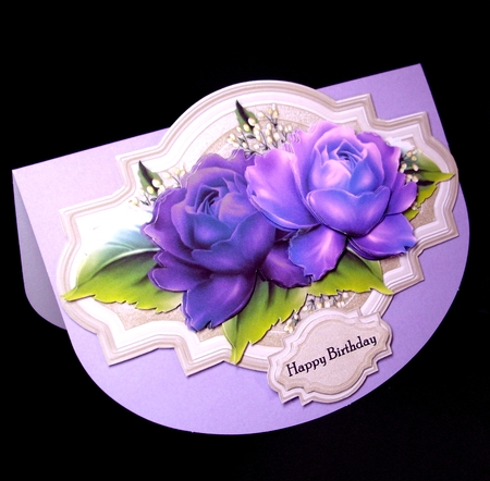 Shield  dark Blue and lavender Roses by Dianne Jackson