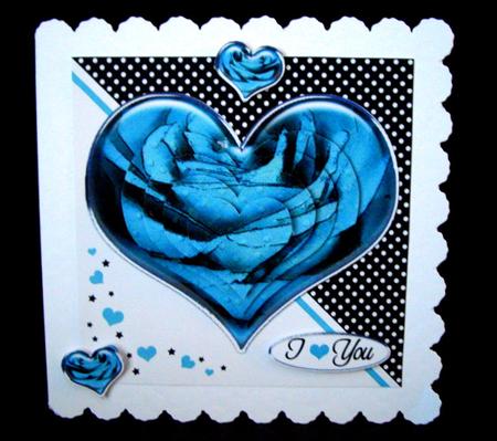 Romantic Rose Heart Quick Card with Heart Shaped Pyramage by Dianne Jackson