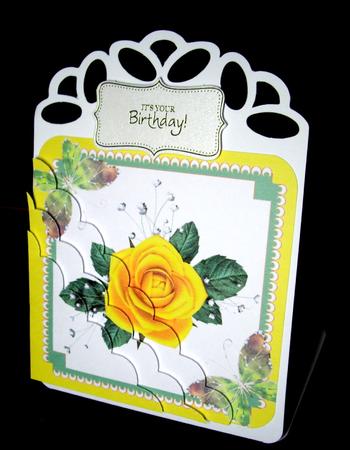 Yellow Rose with Butterflies Shell Corner by Dianne Jackson