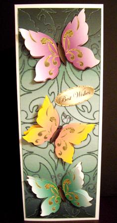 Three Butterflies Dl Card Front / Topper 5 by Dianne Jackson