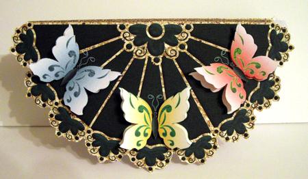Three Butterflies Scalloped Wobble Card 3 by Dianne Jackson