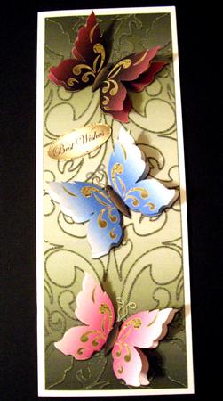 Three Butterflies Dl Card Front / Topper 3 by Dianne Jackson