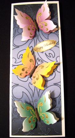 Three Butterflies Dl Card Front / Topper 4 by Dianne Jackson