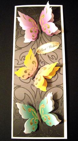 Three Butterflies Dl Card Front / Topper 6 by Dianne Jackson