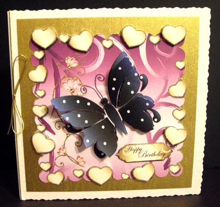 Birthday Butterfly Scalloped Topper with Hearts 6 by Dianne Jackson