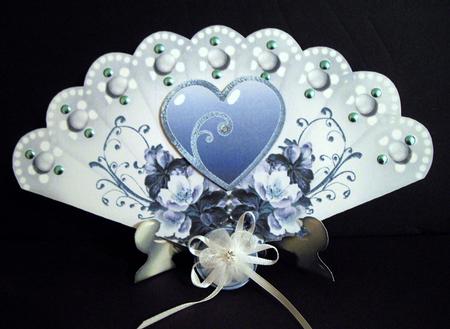 Heart & Pearls Fan & Stand 2 by Dianne Jackson