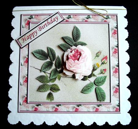 Tea Rose 6x6 Card Front with Decoupage by Dianne Jackson