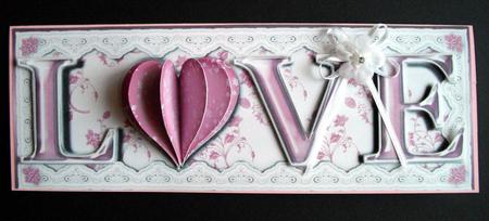 Valentine Love Large Dl Card Front with 3D Heart in Pink by Dianne Jackson