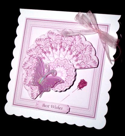 Framed Fan with Rose Pin Decoupage by Dianne Jackson