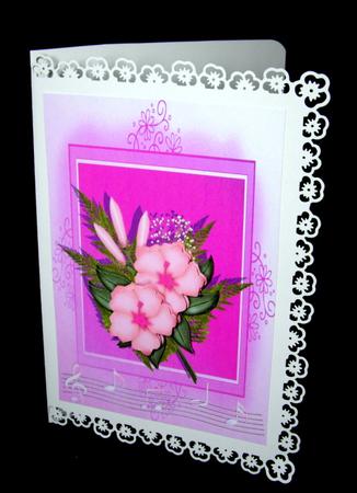 Pink Music and Hibiscus Card Front by Dianne Jackson