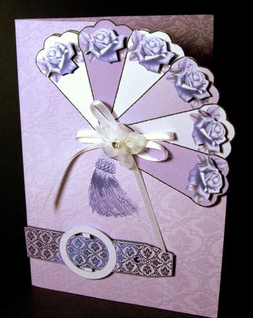 Purple Rose Fan Buckle Style Card Kit by Dianne Jackson