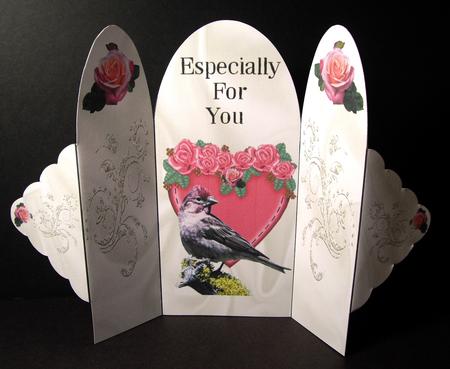 Little Bird on Heart with Roses, Tri Fold Shutter by Dianne Jackson