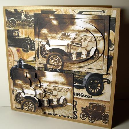 Sepia Vintage Car Pyramid and Stacker 2 Card Sheet by Dianne Jackson