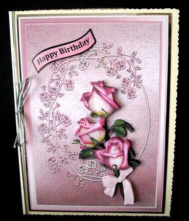 Rose Bouquet Decoupage Card Front by Dianne Jackson