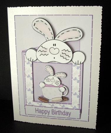 Happy Birthday Bunny in a Teacup Purple by Dianne Jackson
