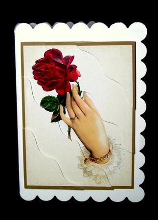 A Single Red Rose Wavey Corner Stacker by Dianne Jackson