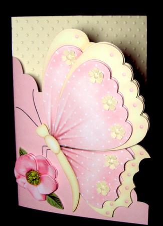 Peach & Lemon Butterfly A5 Shaped Front Print and Fold Card by Dianne Jackson