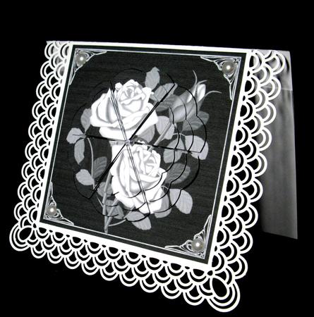 Flower Style Pyramid Card Front Roses on Black by Dianne Jackson