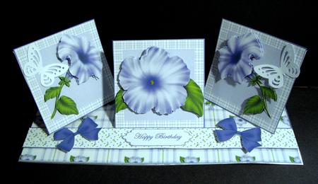 Blue Petunia Triple Easel Twist Card Kit by Dianne Jackson