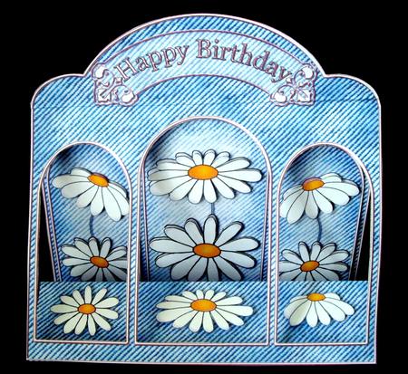 3D Denim N Daisies Window Card Kit with Decoupage N Envelope by Dianne Jackson