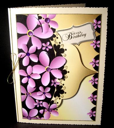 Purple Flowers Shaped Side Stacker Card by Dianne Jackson