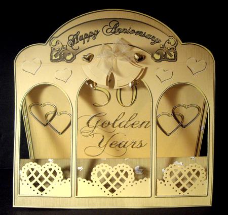 3D Golden Wedding Window Card Kit Decoupage N Envelope by Dianne Jackson