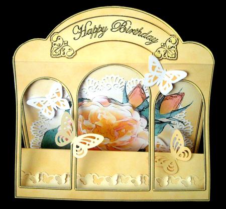 3D Rose and Lace Window Card Kit Decoupage N Envelope by Dianne Jackson