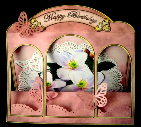 3D Pastel Flowers N Lace Window Card Kit Decoupage N Envelop by Dianne Jackson