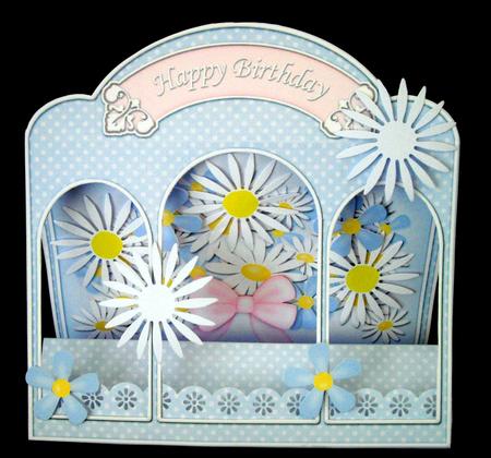 3D Pretty Floral Window Card Kit Decoupage N Envelope by Dianne Jackson